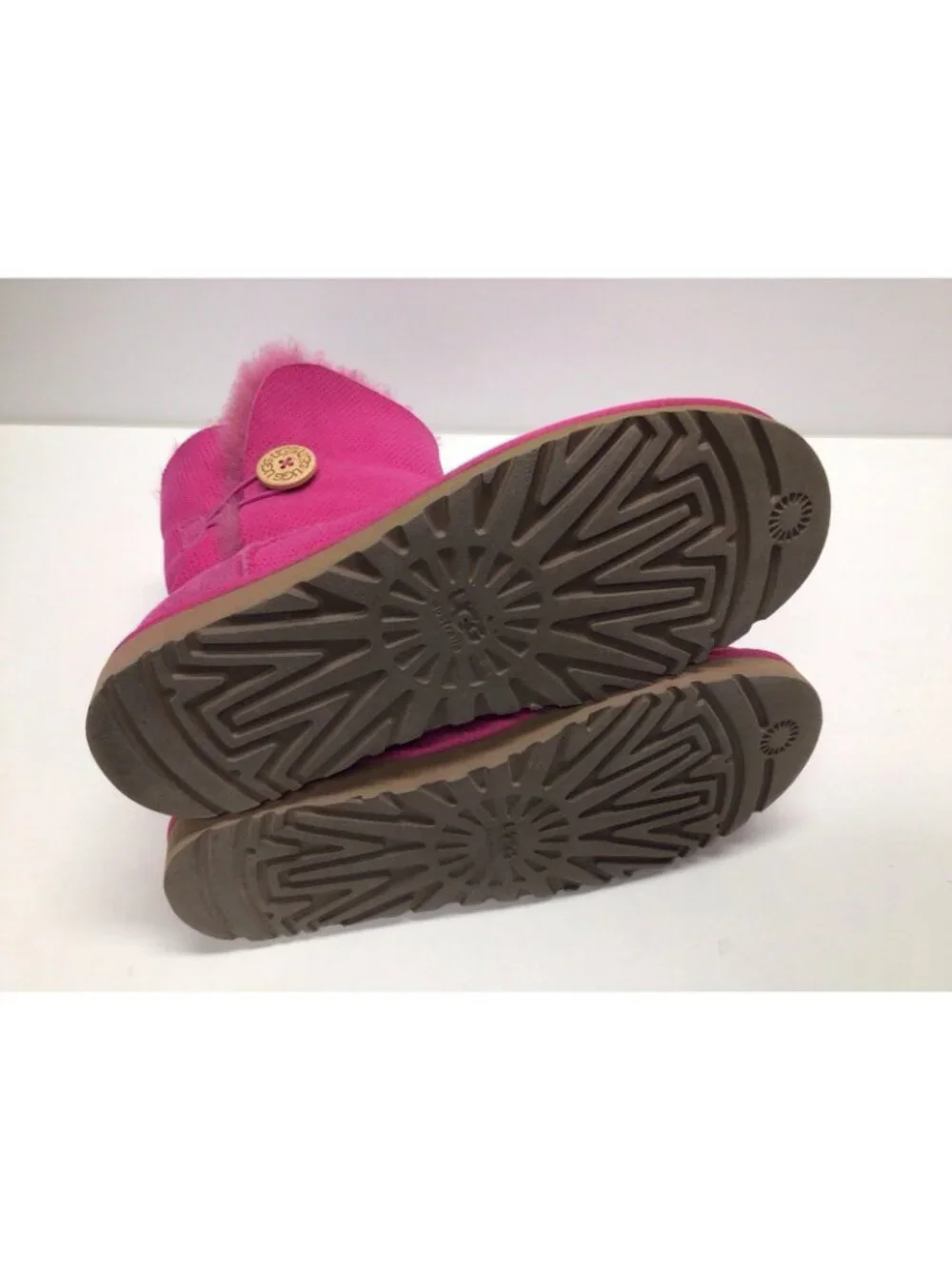 UGG Bailey Button Women’s Pink Suede Shearling Button Boots US 10